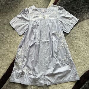 Go Softly Patio Lavender White Floral Embroidered Zip Up Dress